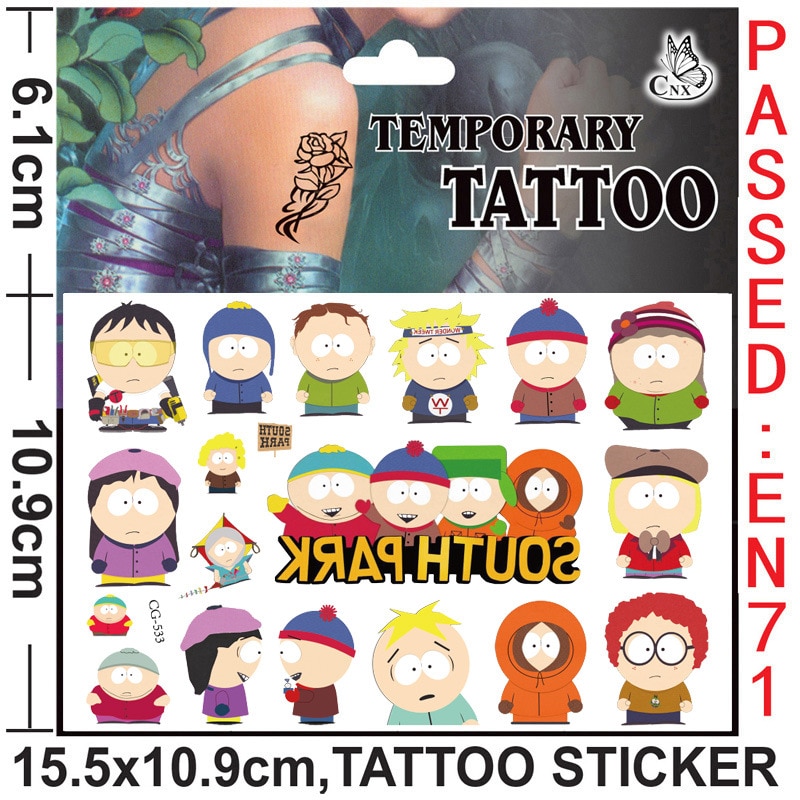2023 New Tattoo Stickers 8 Cartoons South of The Park Tattoo Stickers Birthday Party Tattoo Stickers 3 - South Park Plush