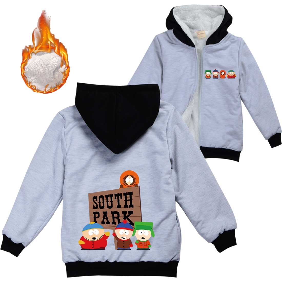 Anime S Southes Park Clothes Kids Warm Thick Velvet Hoody Jacket Teenager Boys Clothes Baby Girls 2 - South Park Plush