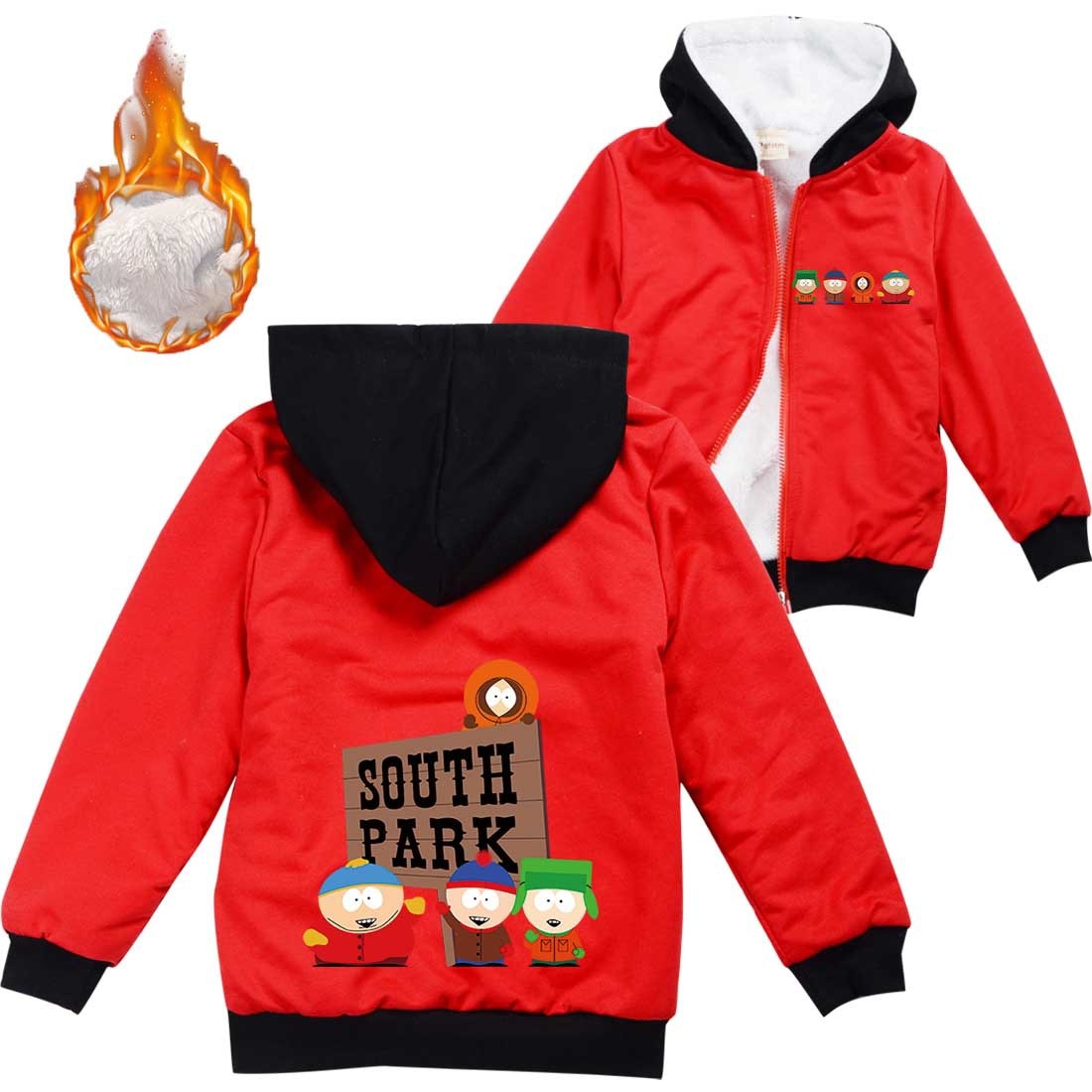 Anime S Southes Park Clothes Kids Warm Thick Velvet Hoody Jacket Teenager Boys Clothes Baby Girls 4 - South Park Plush