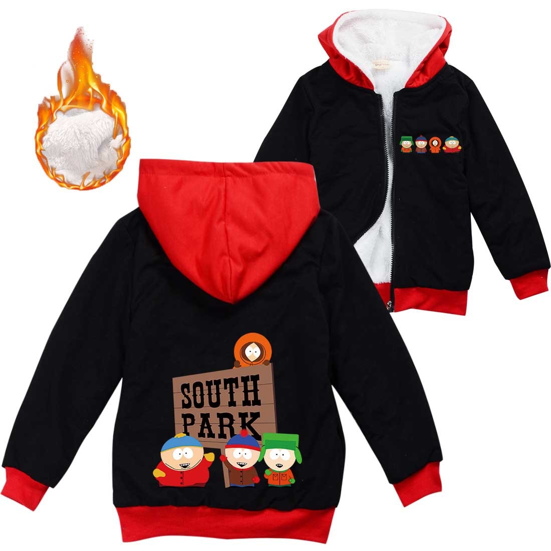 Anime S Southes Park Clothes Kids Warm Thick Velvet Hoody Jacket Teenager Boys Clothes Baby Girls 5 - South Park Plush