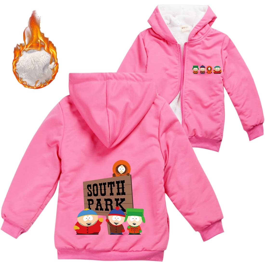Anime S Southes Park Clothes Kids Warm Thick Velvet Hoody Jacket Teenager Boys Clothes Baby Girls - South Park Plush