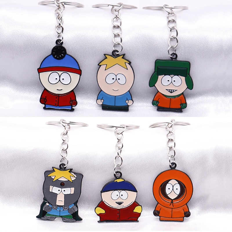 Kawaii South Park Figure Keychain Anime Cartoon European American Animation Alloy Pendants Bag Keychain Pendant Model - South Park Plush