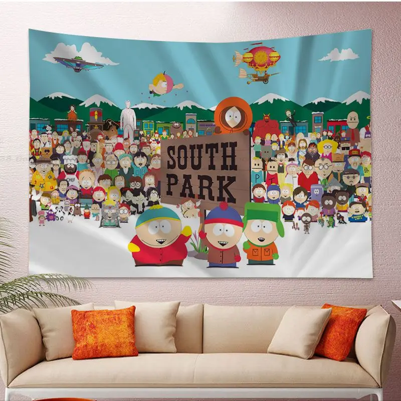Bandai South Cartoon Parke Colorful Tapestry Children Wall Hanging Art Science Fiction Room Home Decor INS 1 - South Park Plush