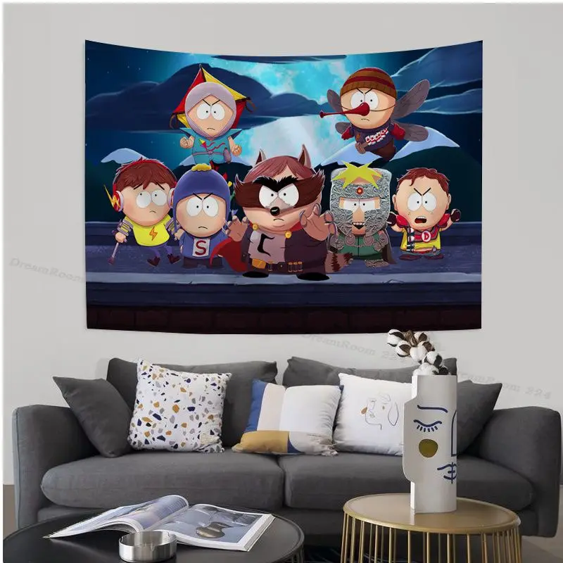 Bandai South Cartoon Parke Colorful Tapestry Children Wall Hanging Art Science Fiction Room Home Decor INS 3 - South Park Plush