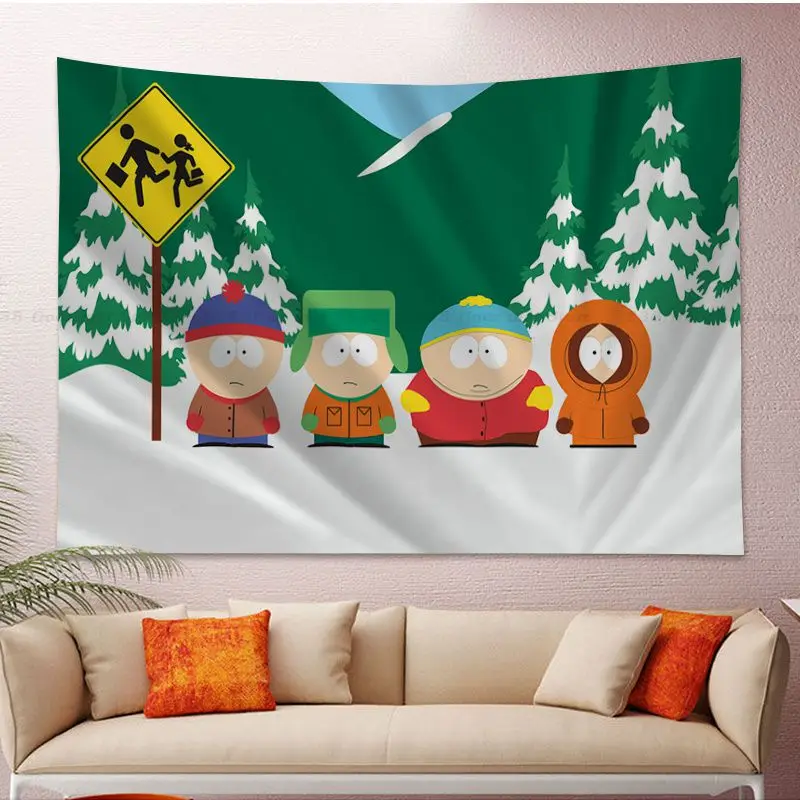 Bandai South Cartoon Parke Colorful Tapestry Children Wall Hanging Art Science Fiction Room Home Decor INS 4 - South Park Plush